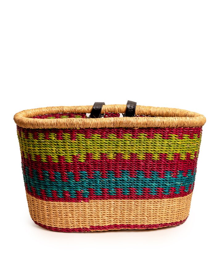 Nathez hand-woven Bolgatanga bicycle basket — eco-friendly African artisan craft from Ghana
