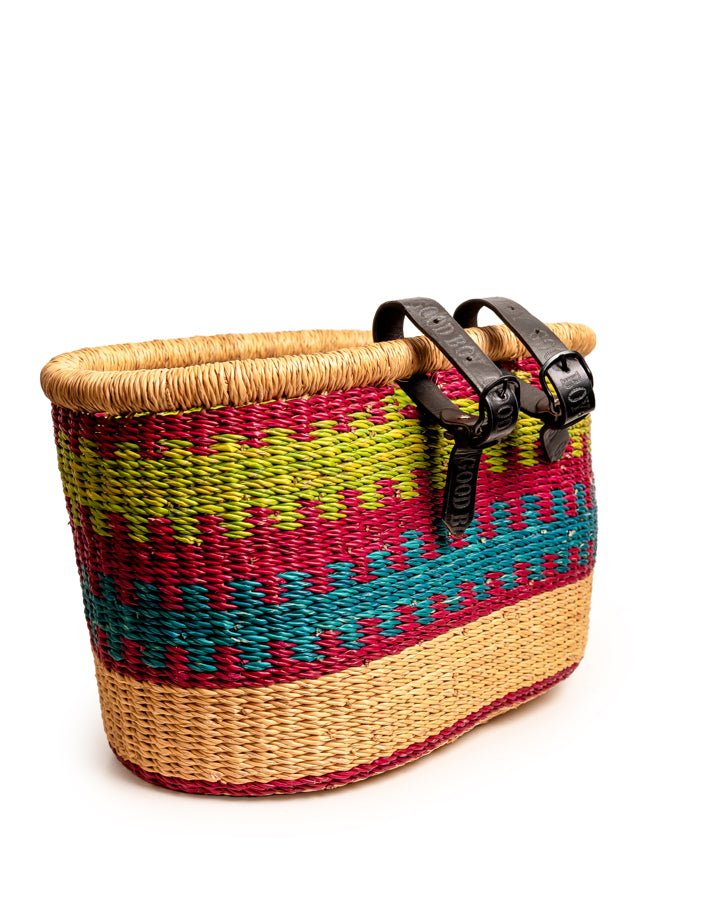 Nathez hand-woven Bolgatanga bicycle basket — eco-friendly African artisan craft from Ghana