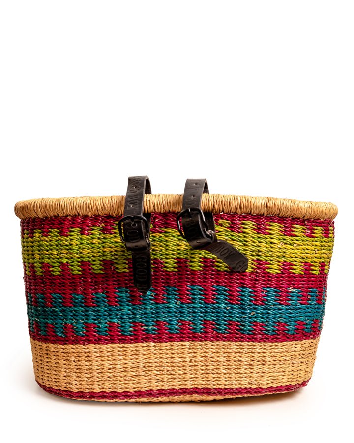 Nathez hand-woven Bolgatanga bicycle basket — eco-friendly African artisan craft from Ghana