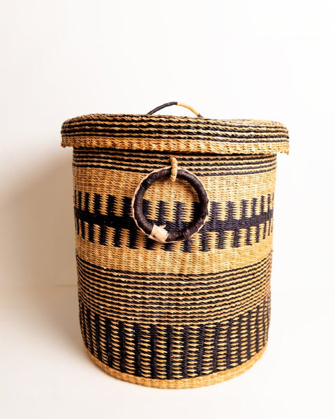 Nathez Hand - woven Laundry basket with Lid - Nathez out of Africa