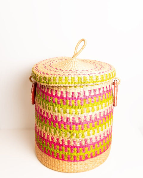 Nathez Hand - woven Laundry basket with Lid - Nathez out of Africa
