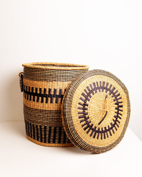 Nathez Hand - woven Laundry basket with Lid - Nathez out of Africa