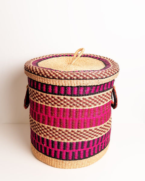 Nathez Hand - woven Laundry basket with Lid - Nathez out of Africa