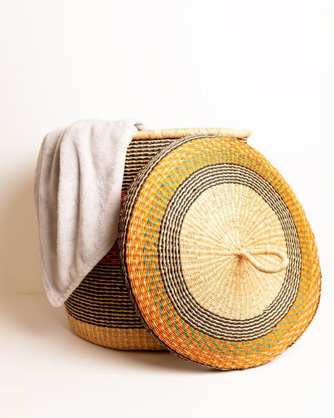 Nathez Hand - woven Laundry basket with Lid - Nathez out of Africa