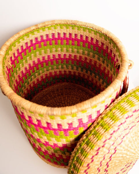 Nathez Hand - woven Laundry basket with Lid - Nathez out of Africa