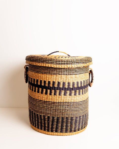 Nathez Hand - woven Laundry basket with Lid - Nathez out of Africa