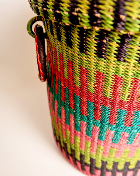 Nathez Hand - woven Laundry basket with Lid - Nathez out of Africa