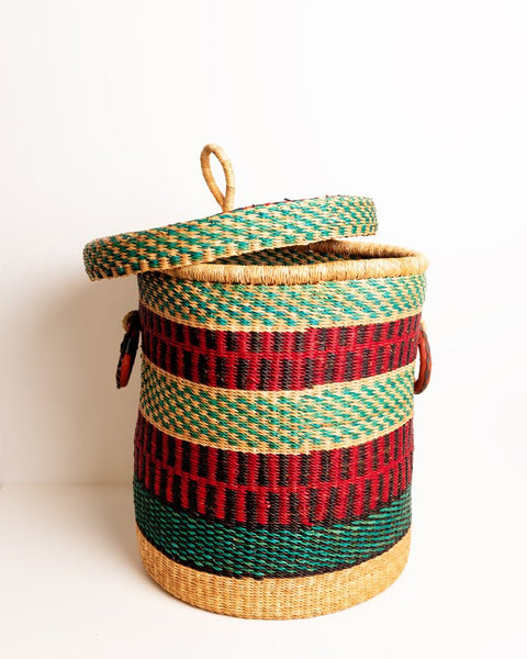 Nathez Hand - woven Laundry basket with Lid - Nathez out of Africa