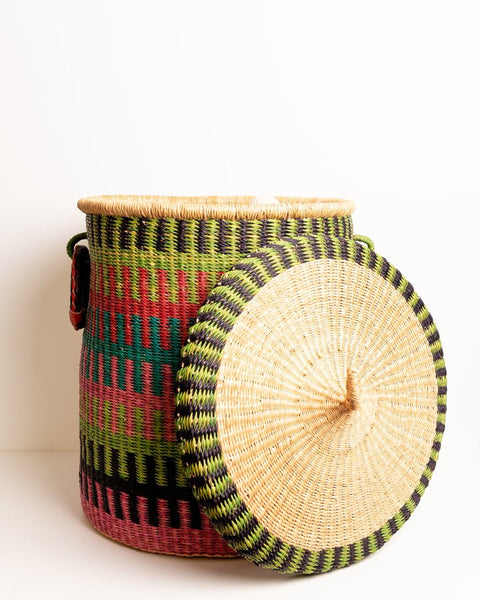 Nathez Hand - woven Laundry basket with Lid - Nathez out of Africa