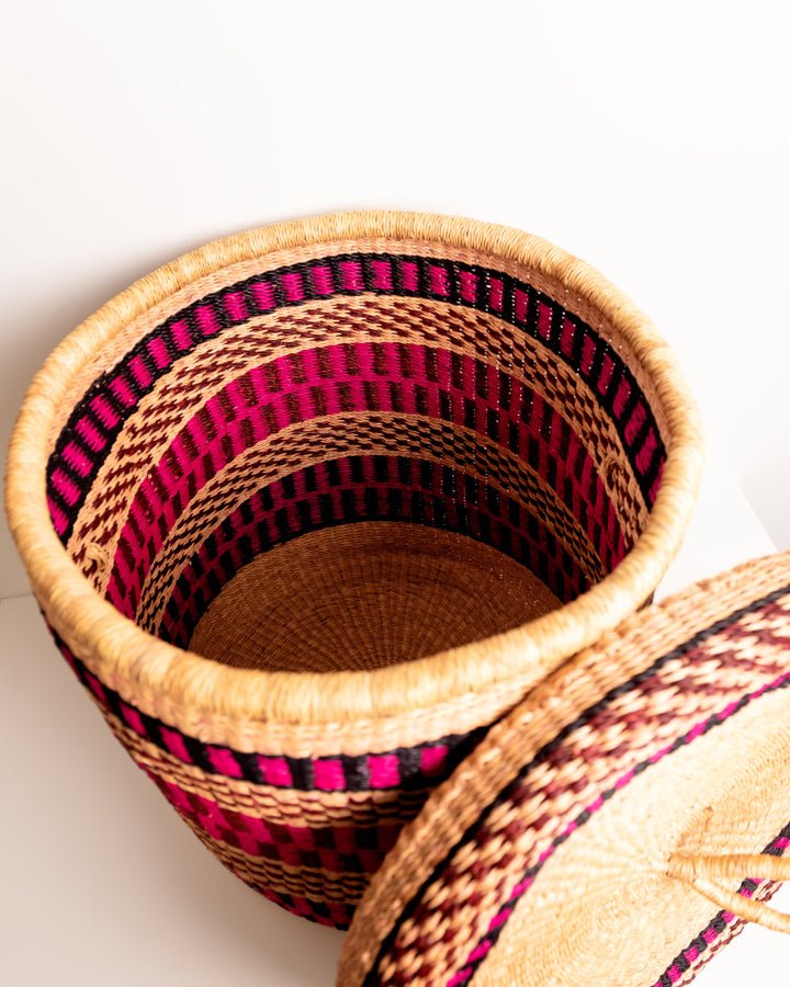 Nathez hand-woven laundry basket with lid — eco-friendly sustainable African artisan craft