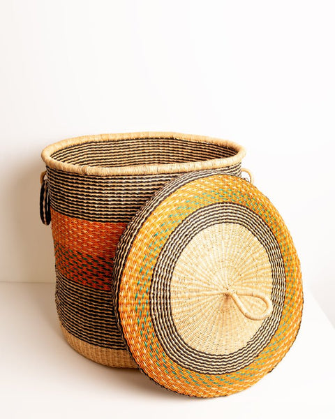 Nathez Hand - woven Laundry basket with Lid - Nathez out of Africa