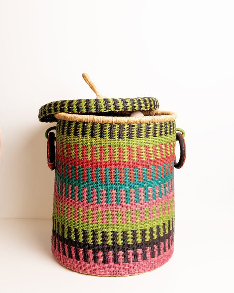 Nathez Hand - woven Laundry basket with Lid - Nathez out of Africa