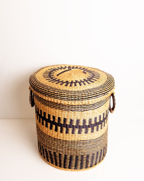 Nathez Hand - woven Laundry basket with Lid - Nathez out of Africa