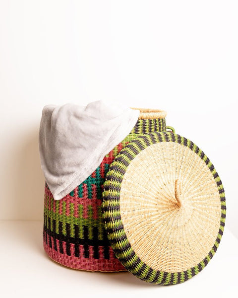 Nathez Hand - woven Laundry basket with Lid - Nathez out of Africa