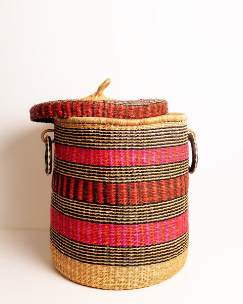 Nathez Hand - woven Laundry basket with Lid - Nathez out of Africa