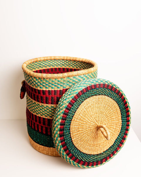 Nathez Hand - woven Laundry basket with Lid - Nathez out of Africa