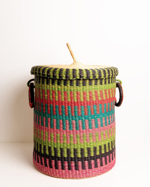 Nathez Hand - woven Laundry basket with Lid - Nathez out of Africa