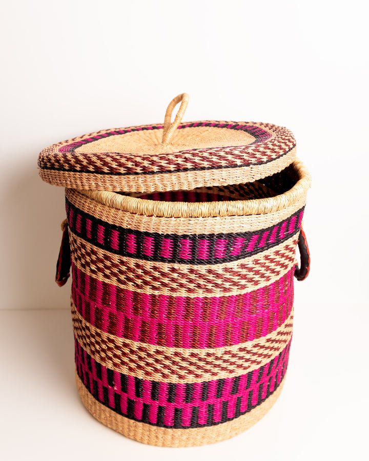 Nathez hand-woven laundry basket with lid — eco-friendly sustainable African artisan craft