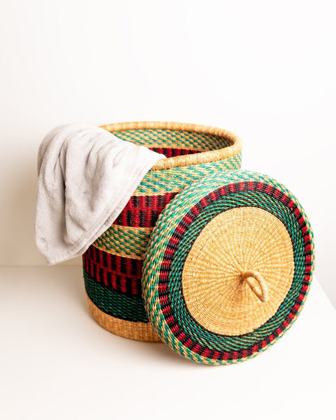 Nathez Hand - woven Laundry basket with Lid - Nathez out of Africa