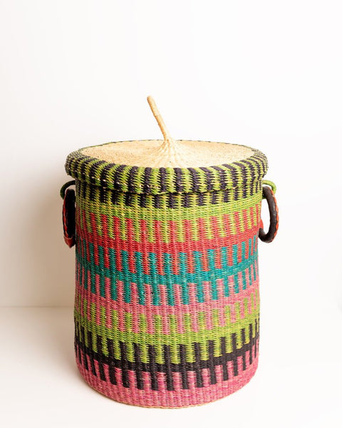 Nathez Hand - woven Laundry basket with Lid - Nathez out of Africa