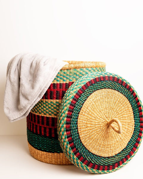 Nathez Hand - woven Laundry basket with Lid - Nathez out of Africa