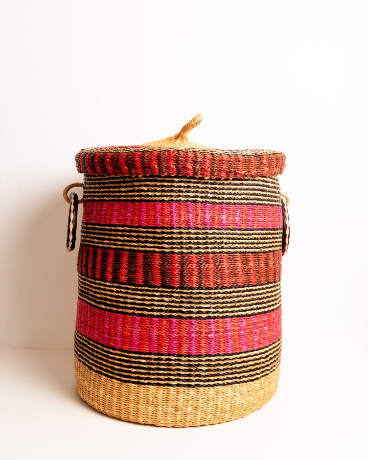 Nathez hand-woven laundry basket with lid — eco-friendly sustainable African artisan craft