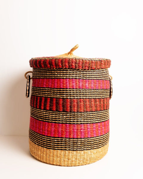 Nathez Hand - woven Laundry basket with Lid - Nathez out of Africa