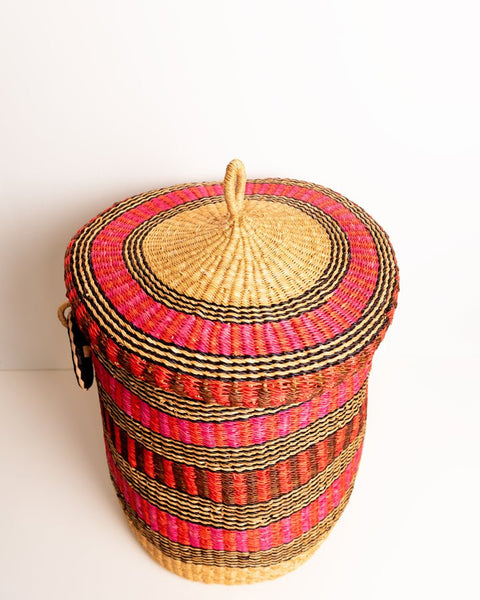 Nathez Hand - woven Laundry basket with Lid - Nathez out of Africa