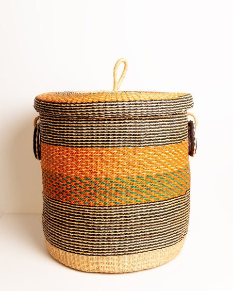 Nathez Hand - woven Laundry basket with Lid - Nathez out of Africa