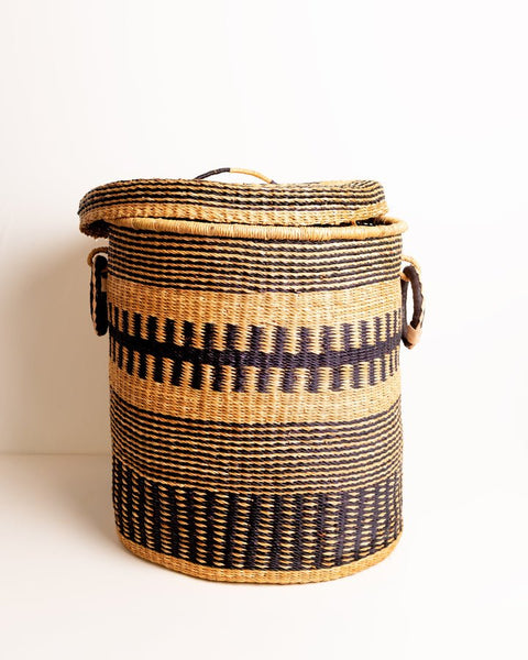 Nathez Hand - woven Laundry basket with Lid - Nathez out of Africa