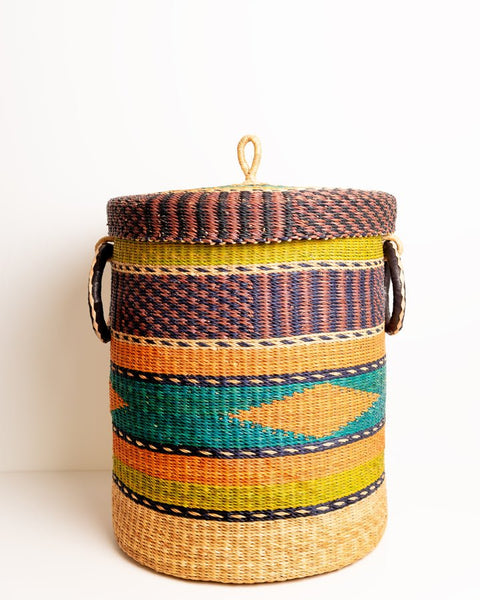 Nathez Hand - woven Laundry basket with Lid - Nathez out of Africa