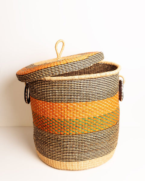 Nathez Hand - woven Laundry basket with Lid - Nathez out of Africa