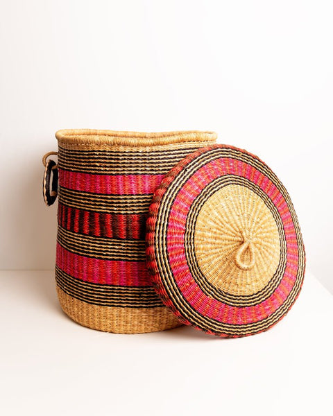 Nathez Hand - woven Laundry basket with Lid - Nathez out of Africa