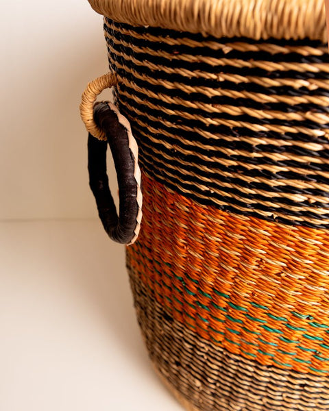 Nathez Hand - woven Laundry basket with Lid - Nathez out of Africa