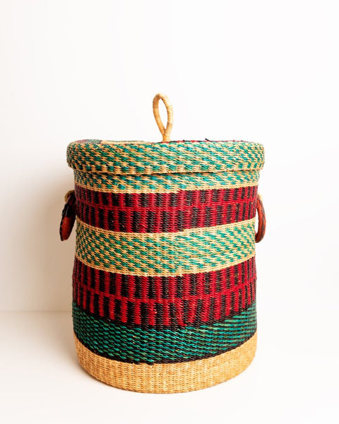 Nathez Hand - woven Laundry basket with Lid - Nathez out of Africa