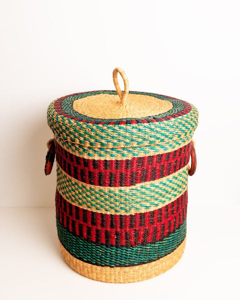 Nathez Hand - woven Laundry basket with Lid - Nathez out of Africa