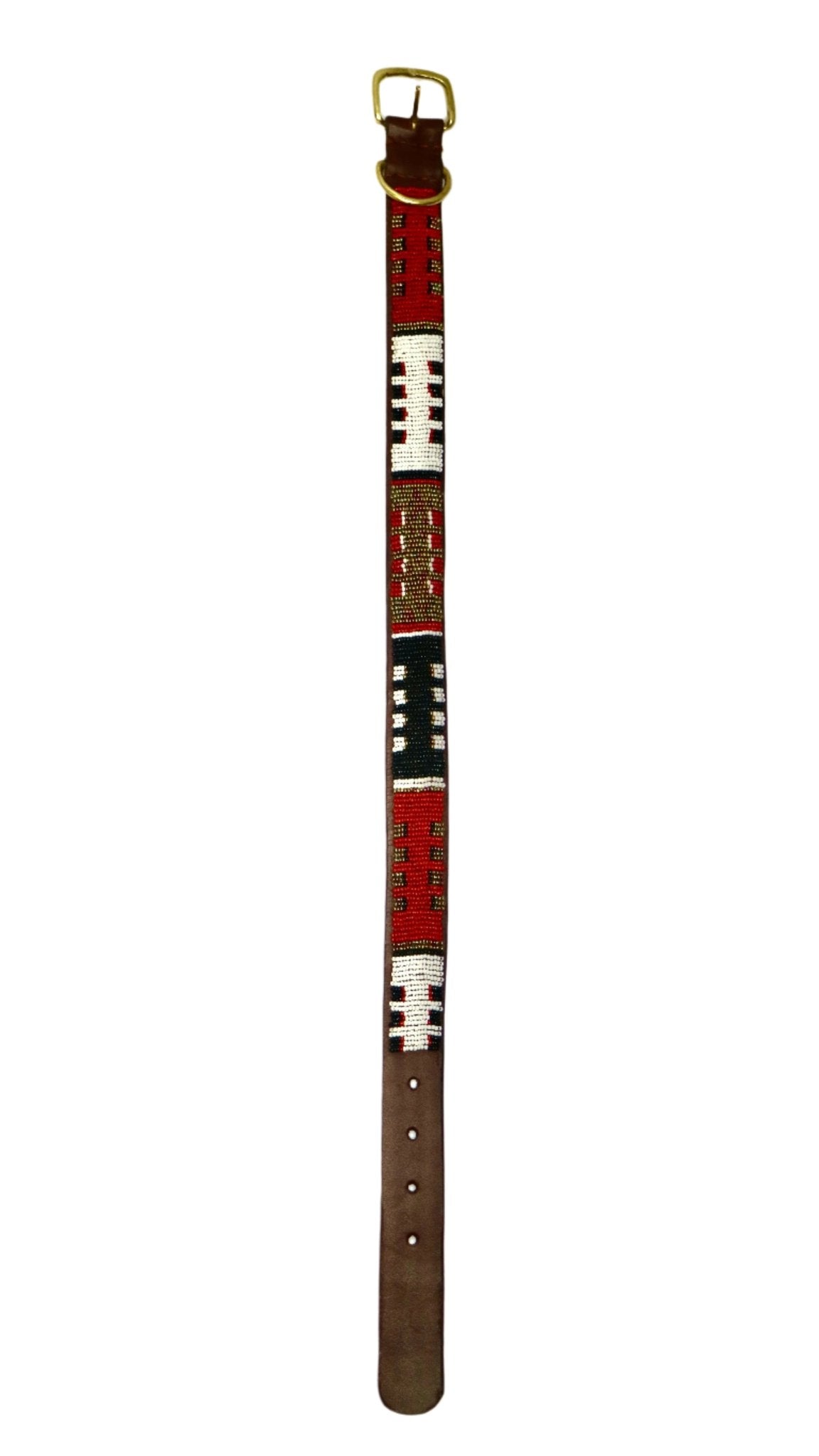 Nathez Masai hand-beaded leather dog collar — Kenyan artisan-crafted pet elegance