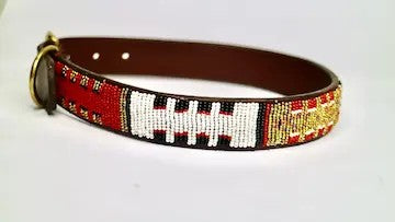 Nathez Masai hand-beaded leather dog collar — Kenyan artisan-crafted pet elegance