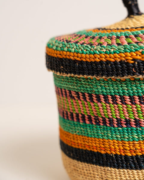 Nathez Out of Africa – Afua Small Bolga Basket | Handwoven Ghanaian Storage & Ethical Home Decor - Nathez out of Africa