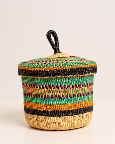 Nathez Out of Africa – Afua Small Bolga Basket | Handwoven Ghanaian Storage & Ethical Home Decor - Nathez out of Africa