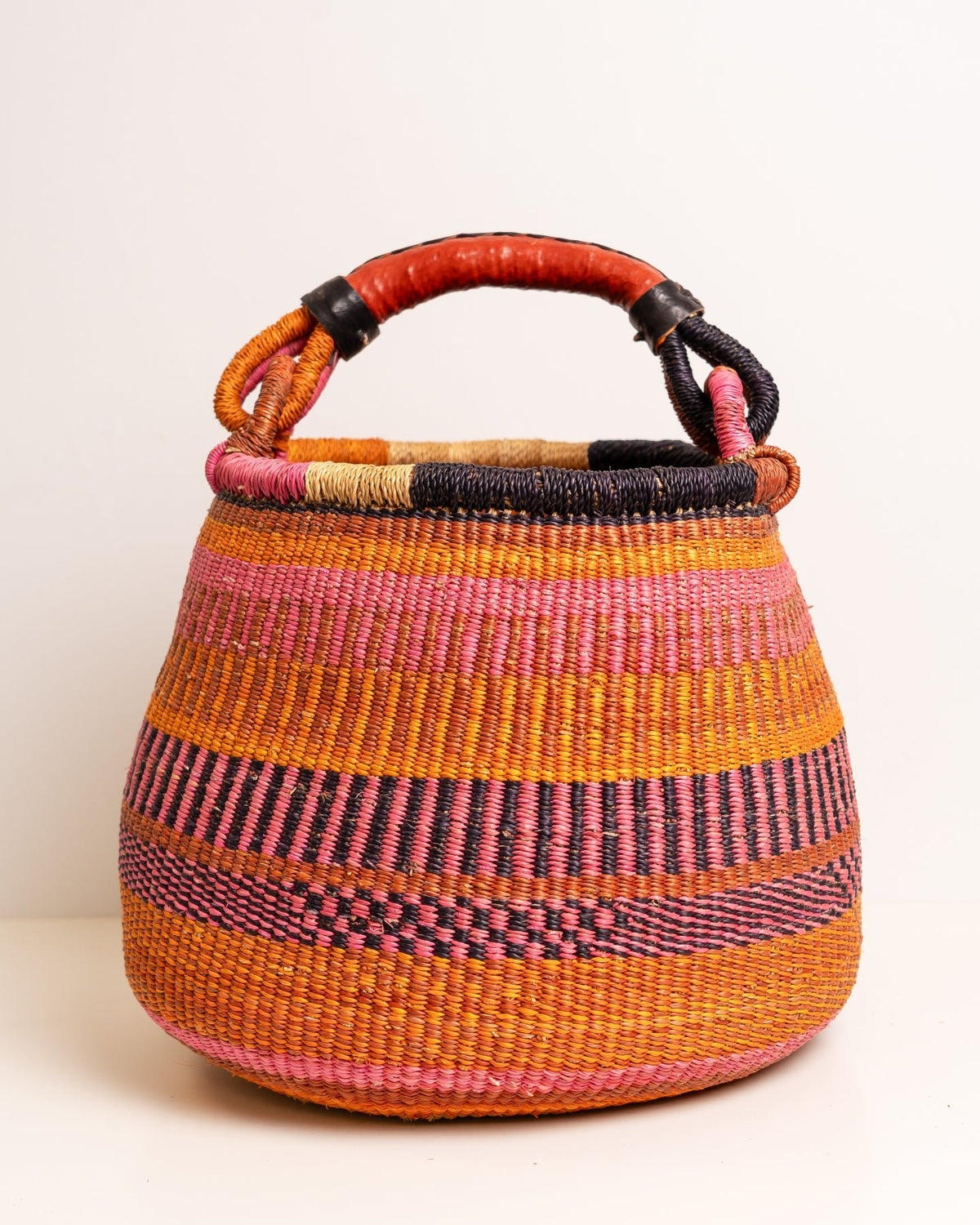 Ahoufe hand-woven Bolga pot basket — unique African artisan basket, ethically made Ghana