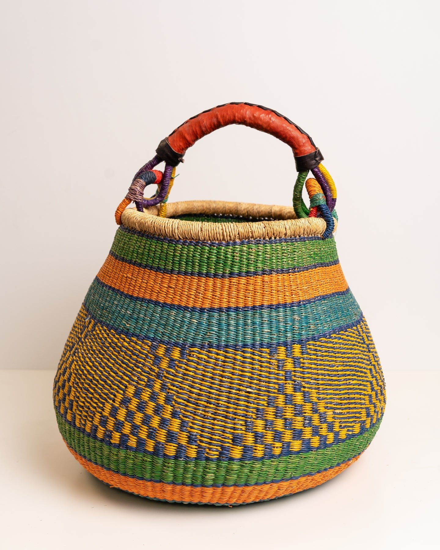 Ahoufe hand-woven Bolga pot basket — unique African artisan basket, ethically made Ghana