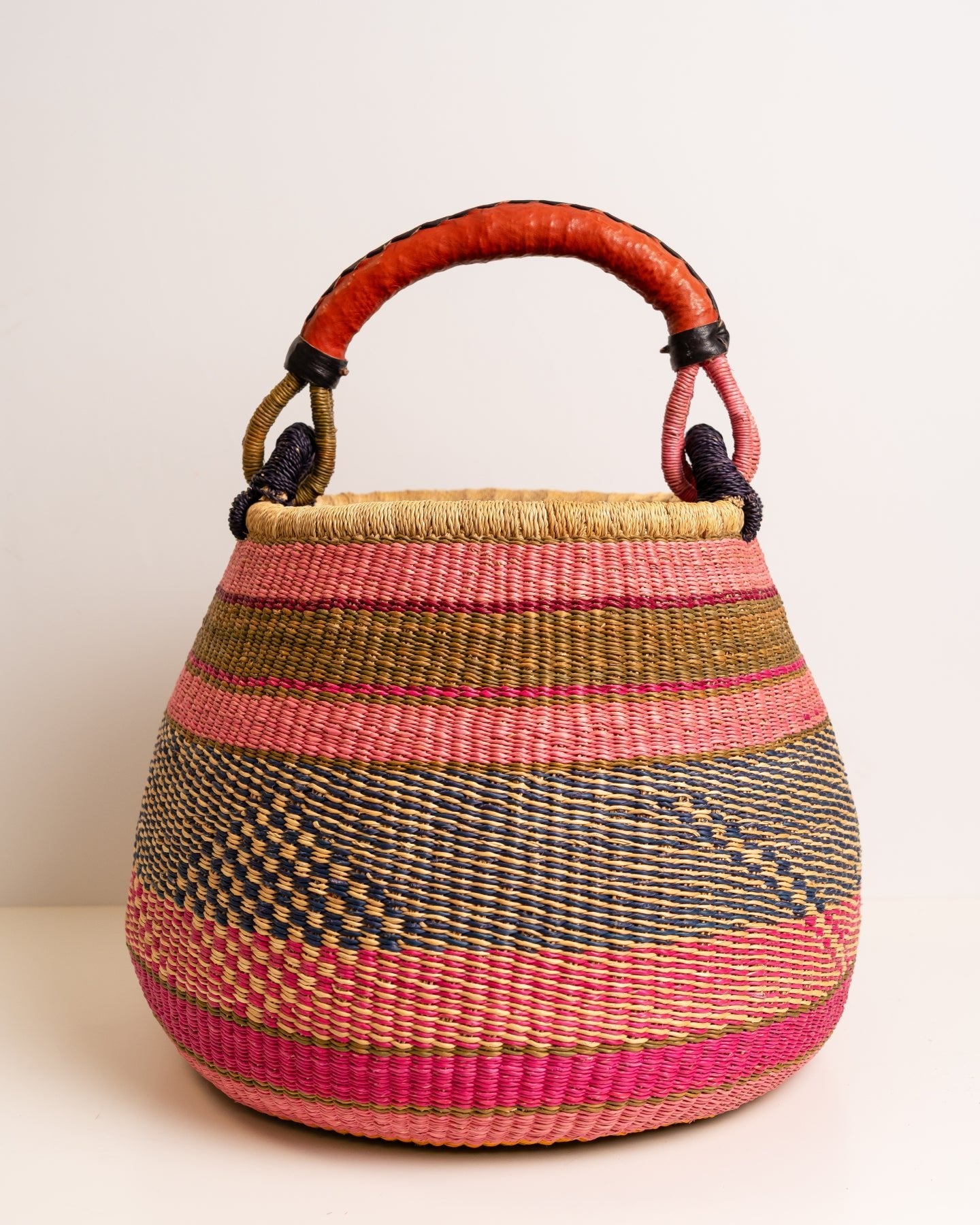 Ahoufe hand-woven Bolga pot basket — unique African artisan basket, ethically made Ghana