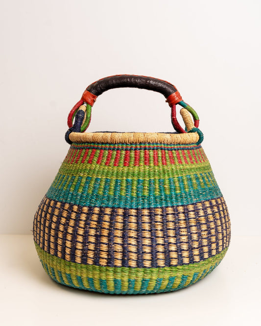 Ahoufe hand-woven Bolga pot basket — unique African artisan basket, ethically made Ghana