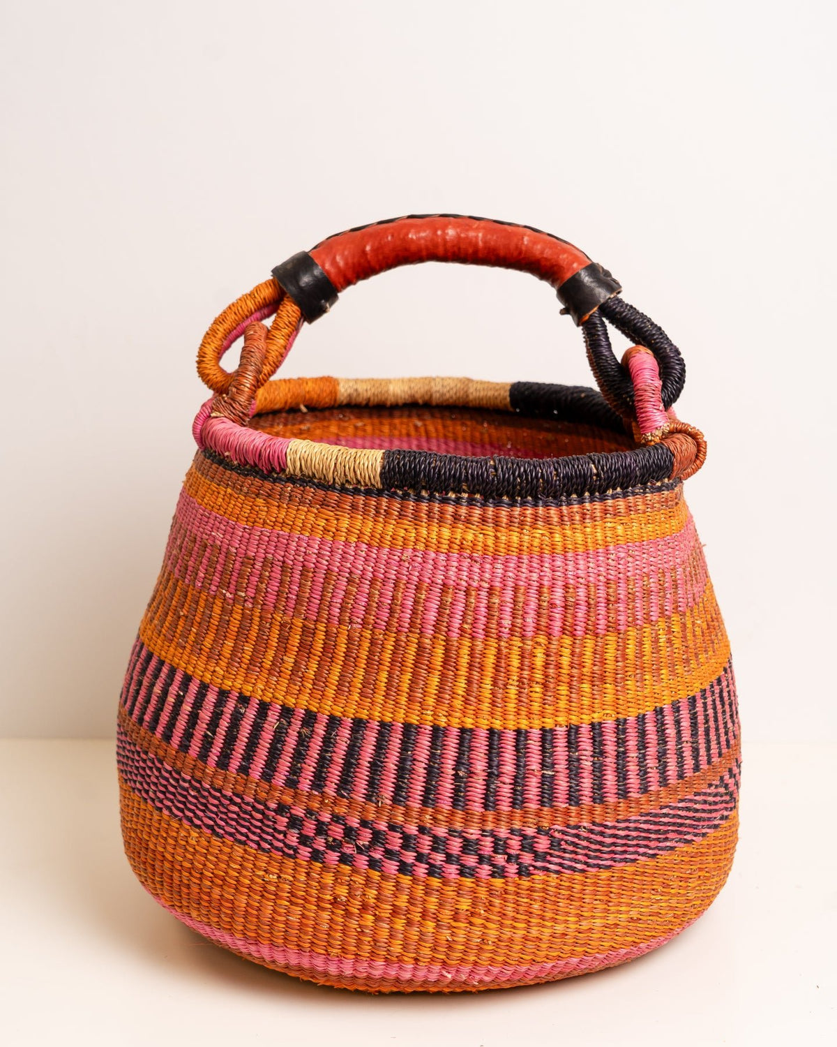 Ahoufe hand-woven Bolga pot basket — unique African artisan basket, ethically made Ghana