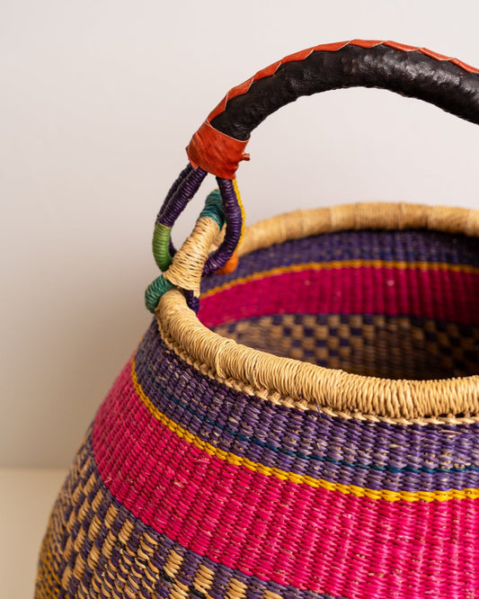 Ahoufe hand-woven Bolga pot basket — unique African artisan basket, ethically made Ghana