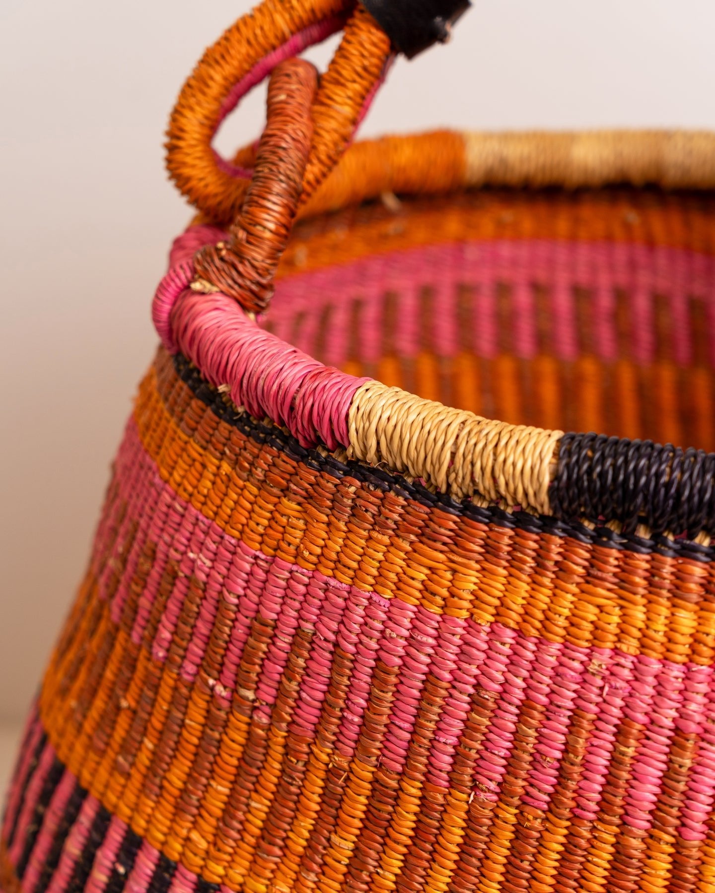 Ahoufe hand-woven Bolga pot basket — unique African artisan basket, ethically made Ghana