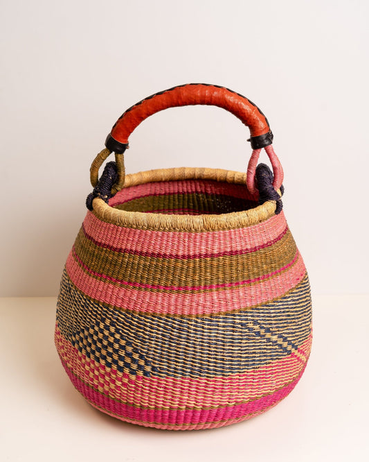 Ahoufe hand-woven Bolga pot basket — unique African artisan basket, ethically made Ghana