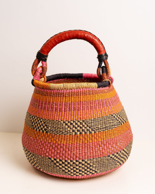 Ahoufe hand-woven Bolga pot basket — unique African artisan basket, ethically made Ghana