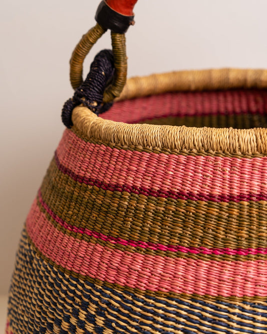 Ahoufe hand-woven Bolga pot basket — unique African artisan basket, ethically made Ghana